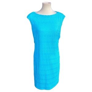 New Condition ‼️ Lauren Ralph Lauren Blue Crochet Stitch Pattern Dress